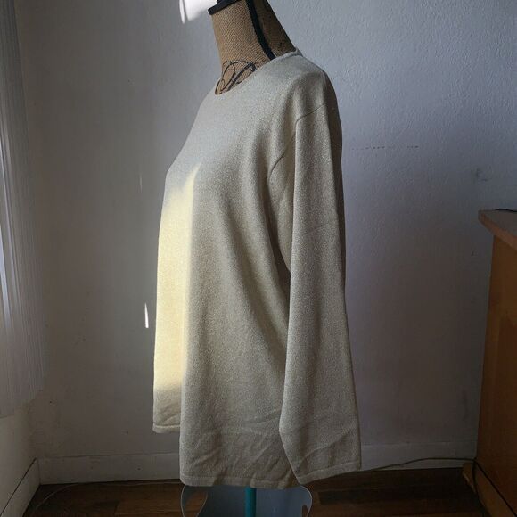 Lane Bryant Minimalist Monochrome Golden Sparkle Scoop neck sweater Sz 14/16 - Picture 4 of 7